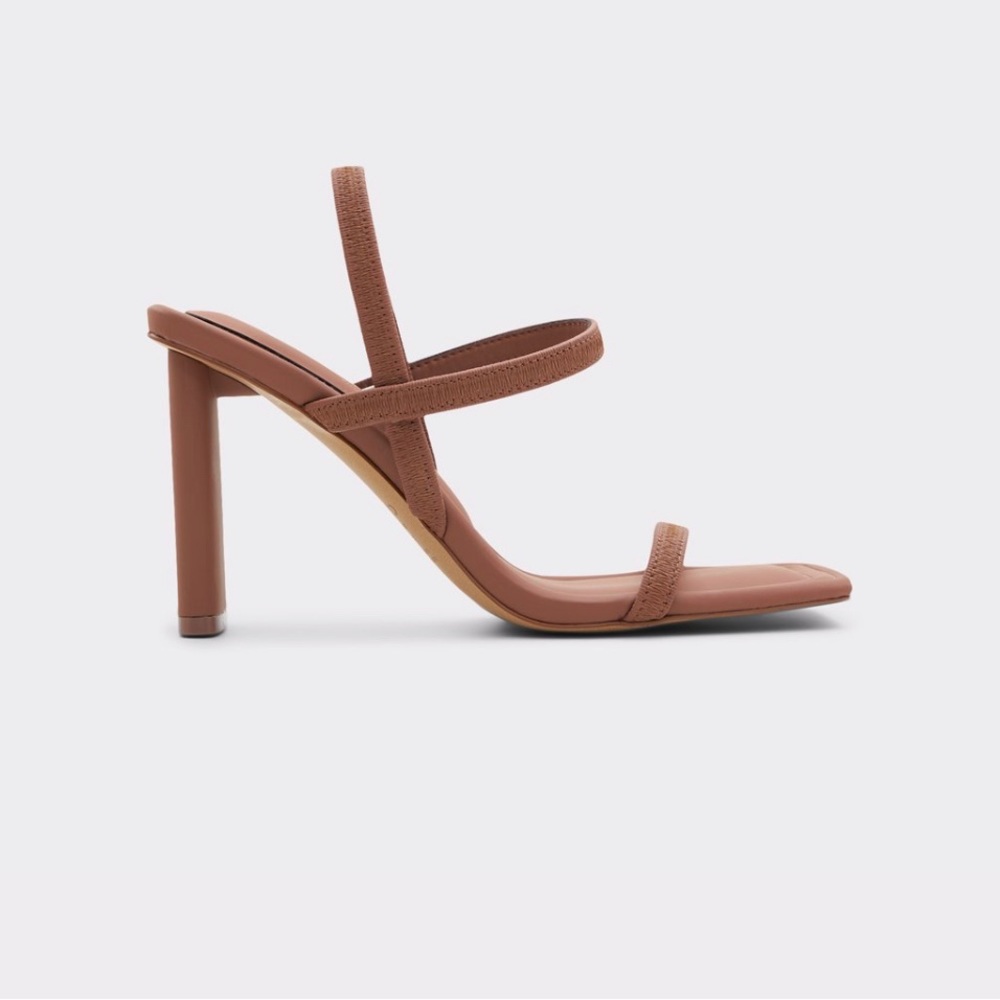 Straps Heel Square Toe Nude Sandal